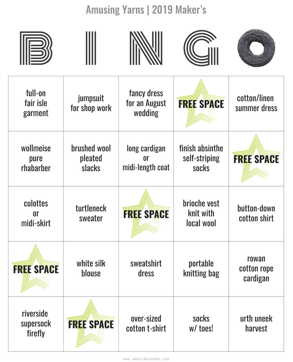 More On Maker&amp;#039;s Bingo Cards — Amusing Yarns