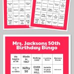 Mrs. Jacksons 50Th Birthday Bingo | Free Printable Bingo
