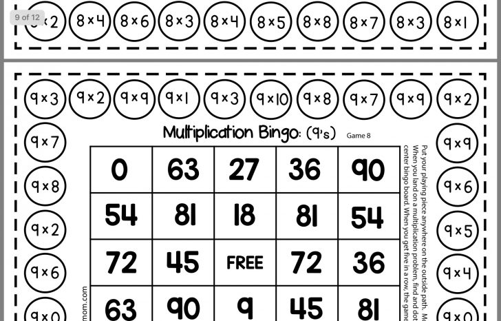 Printable Free Multiplication Bingo Cards