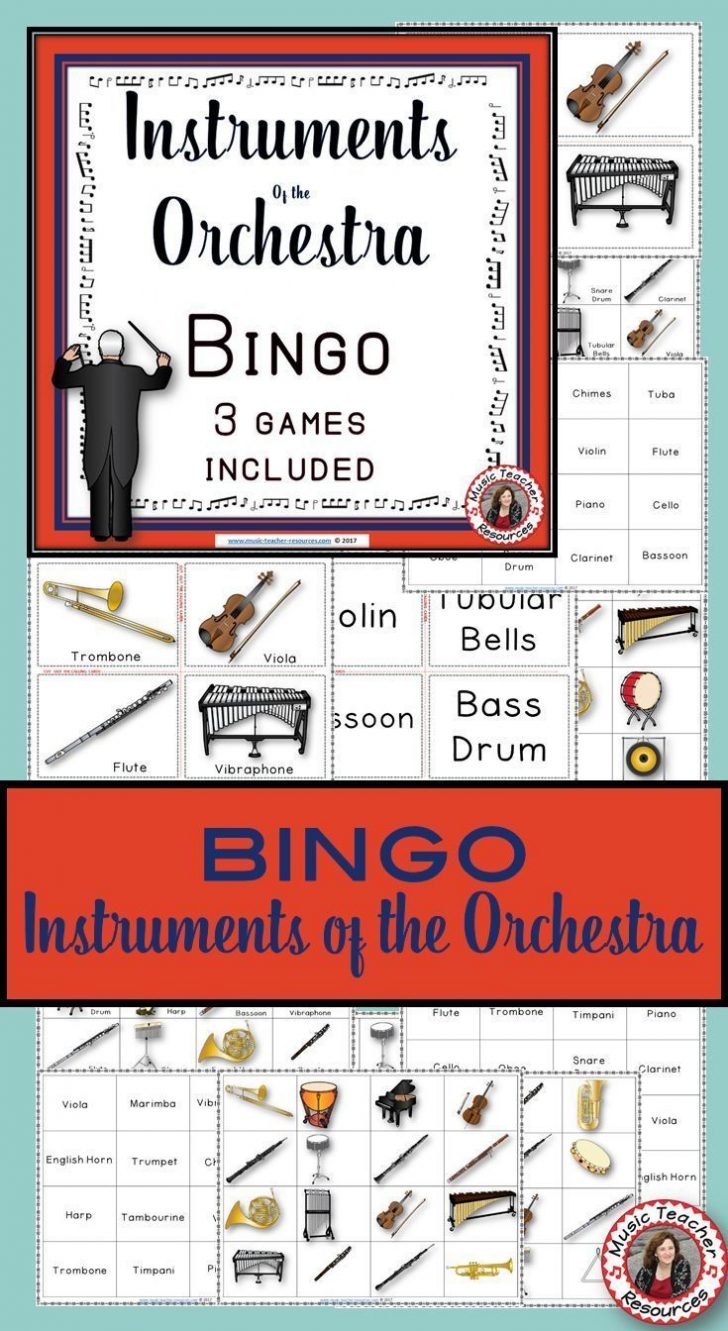 Musical Instruments Bingo Instruments Of The Orchestra Printable