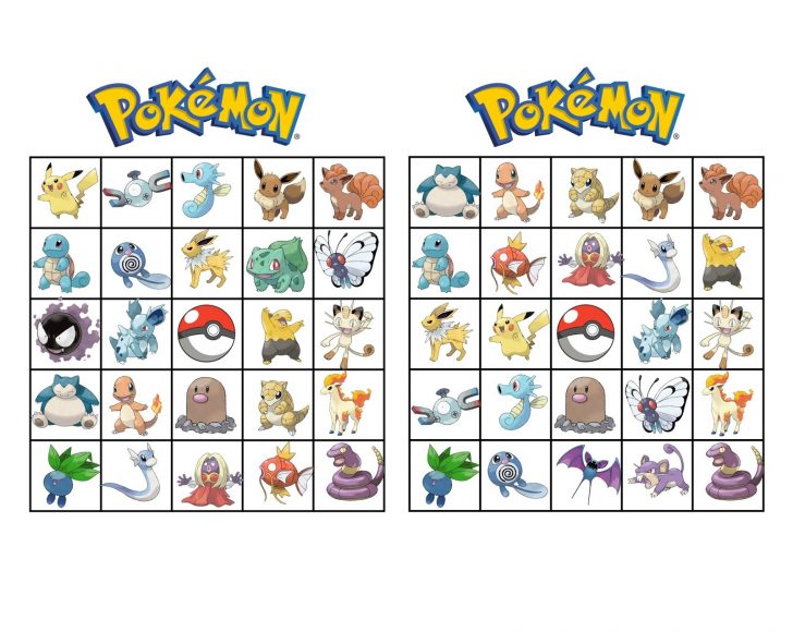 Free Printable Pokemon Bingo Cards