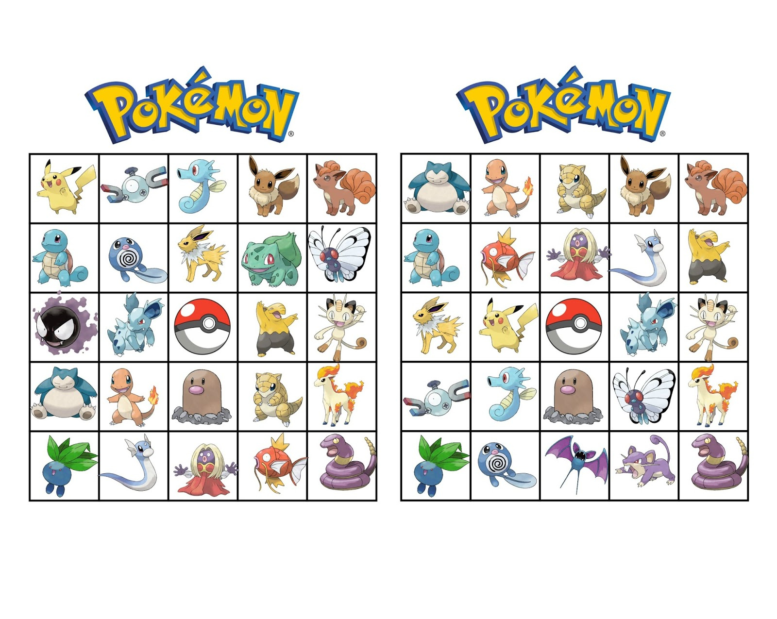 Musings Of An Average Mom: Pokemon Bingo