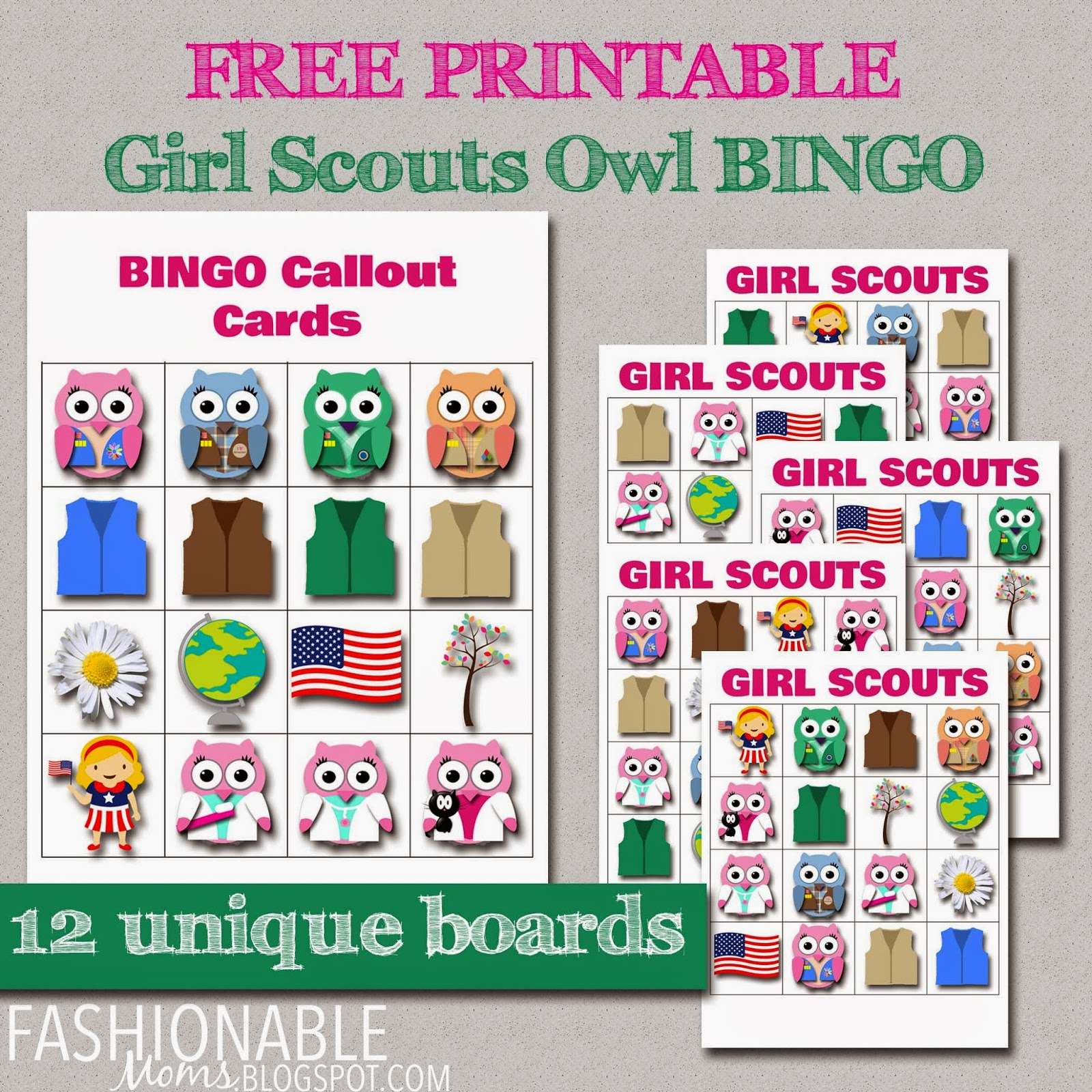 My Fashionable Designs: Free Printable Mini Owl Girl Scouts