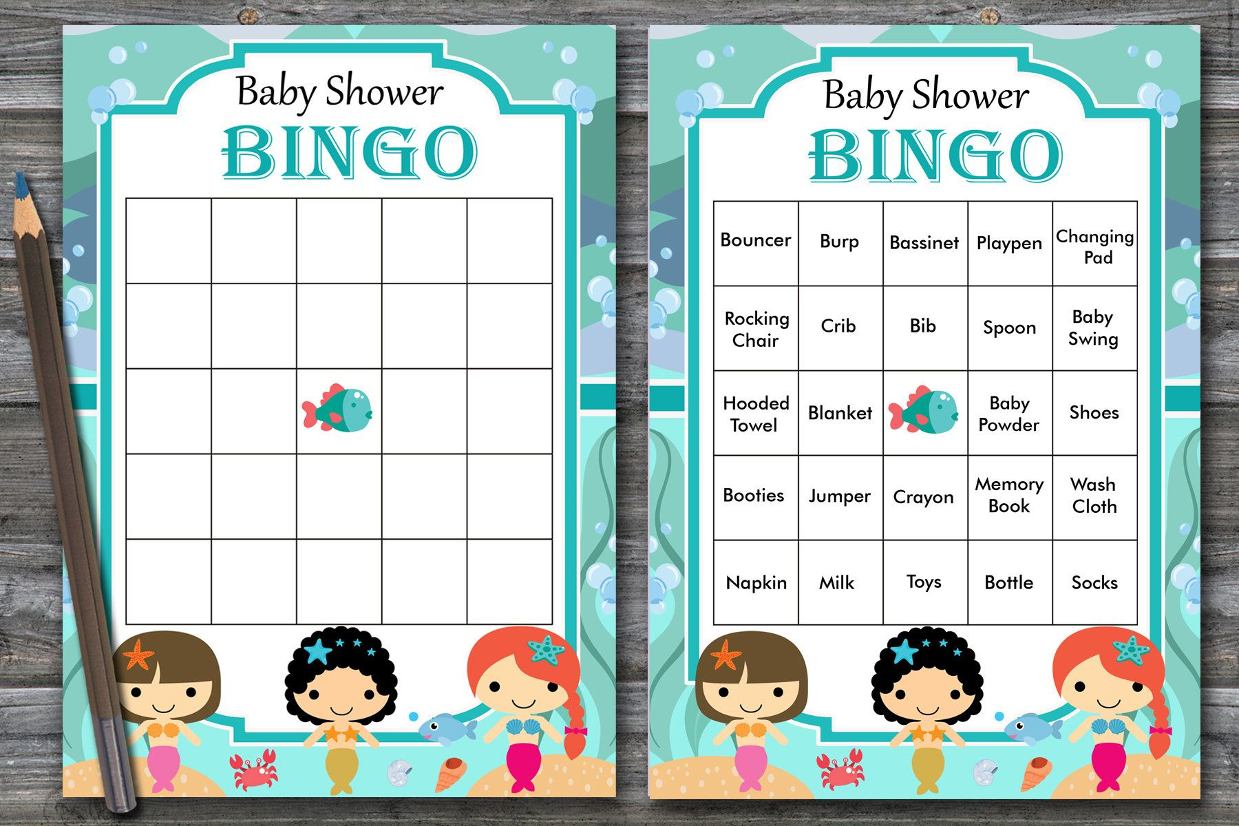 Nautical Baby Shower Bingo Cards, Sea Baby Shower Bingo