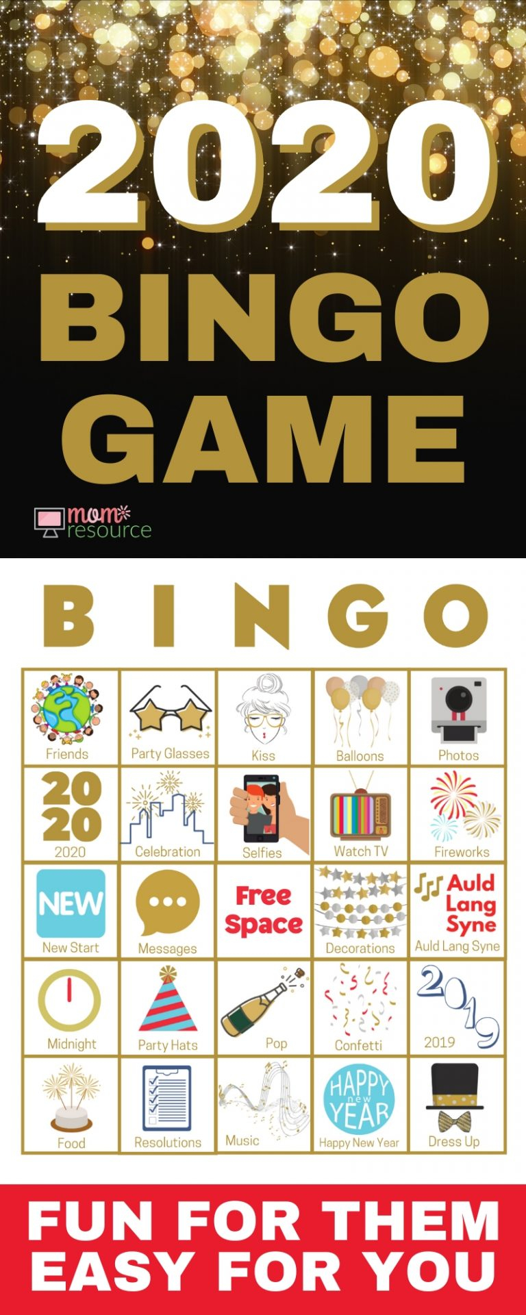 New Years Even Bingo Cards - Easy To Play, Modern &amp;amp; Fun