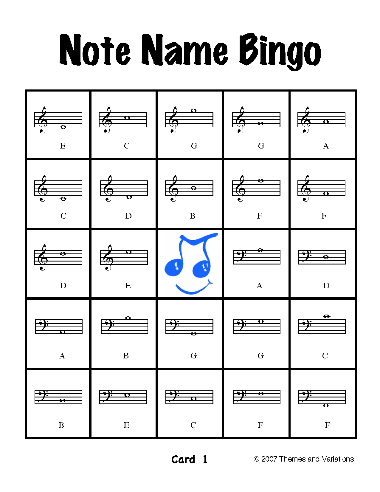 Note Name Bingo This Kit Includes 30 Note Name Bingo Cards