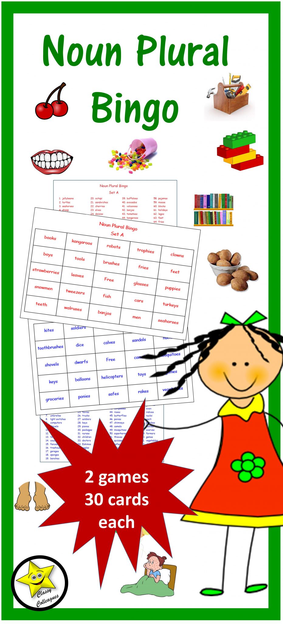 Noun Plural Bingo Games Bingo Bingo Games Plural Nouns Printable 