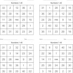 Numbers 1 40 Bingo Cards   Wordmint