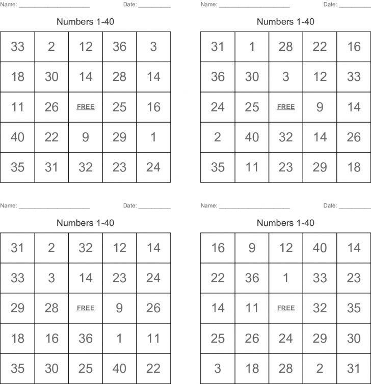 Free Printable Bingo Cards With Numbers 1 25