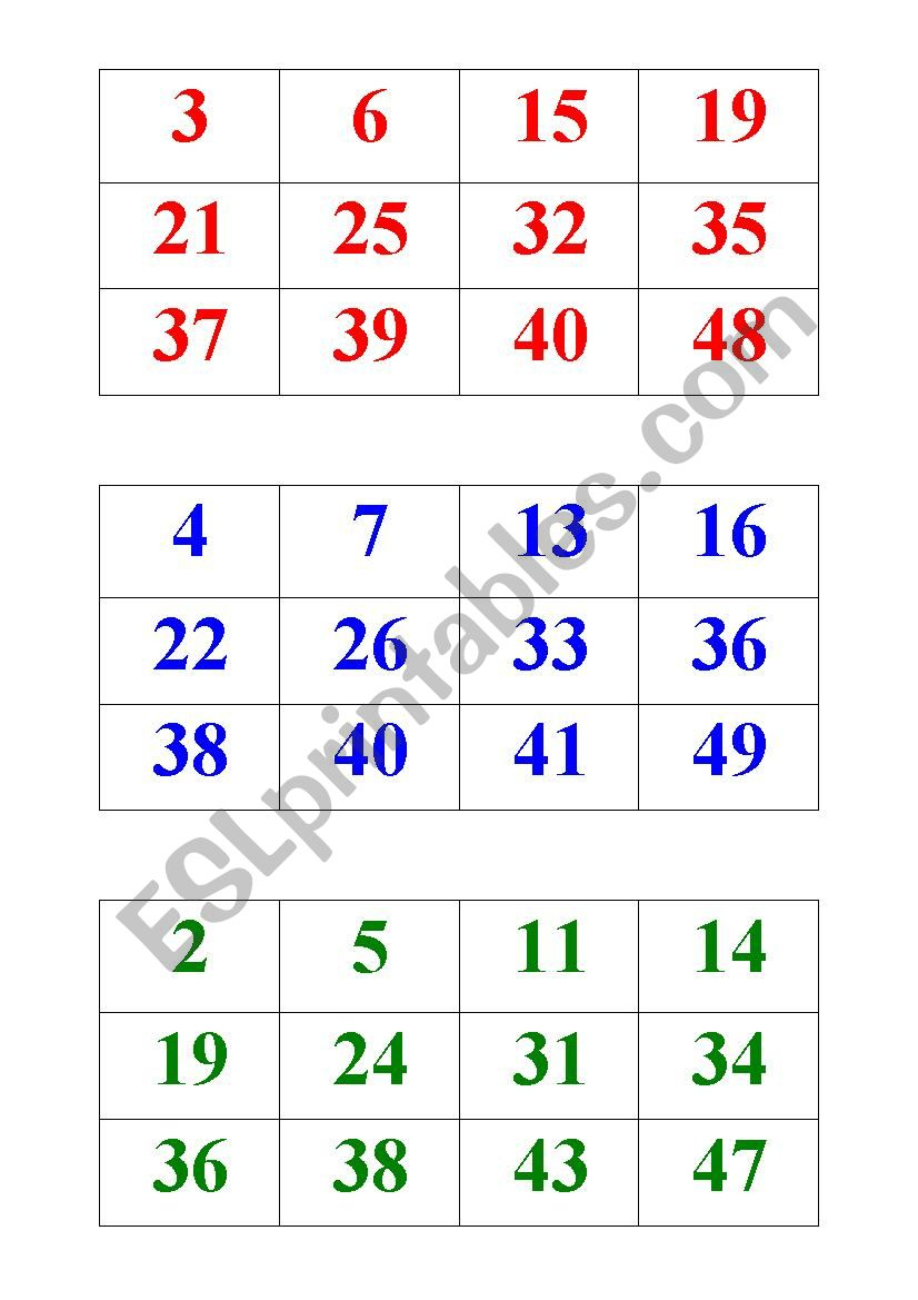 Numbers Bingo 1-50 - Esl Worksheetbritishlinecerkezkoy