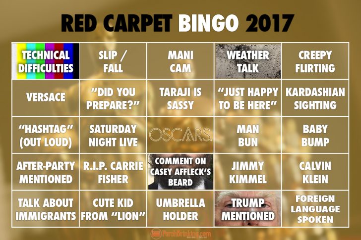 Printable 2017 Oscar Bingo Cards