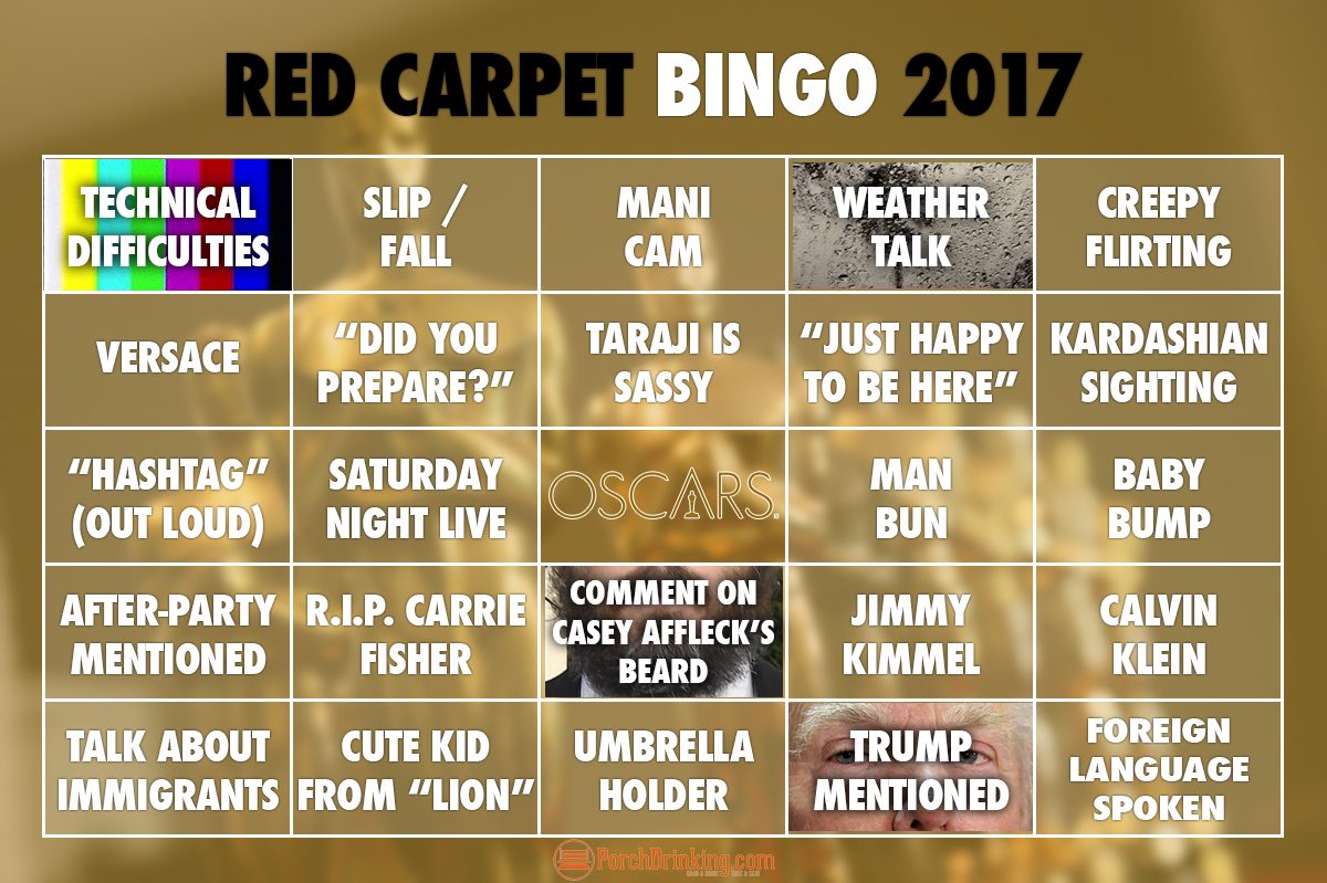 Oscars 2017 | Red Carpet Oscars Bingo Cards