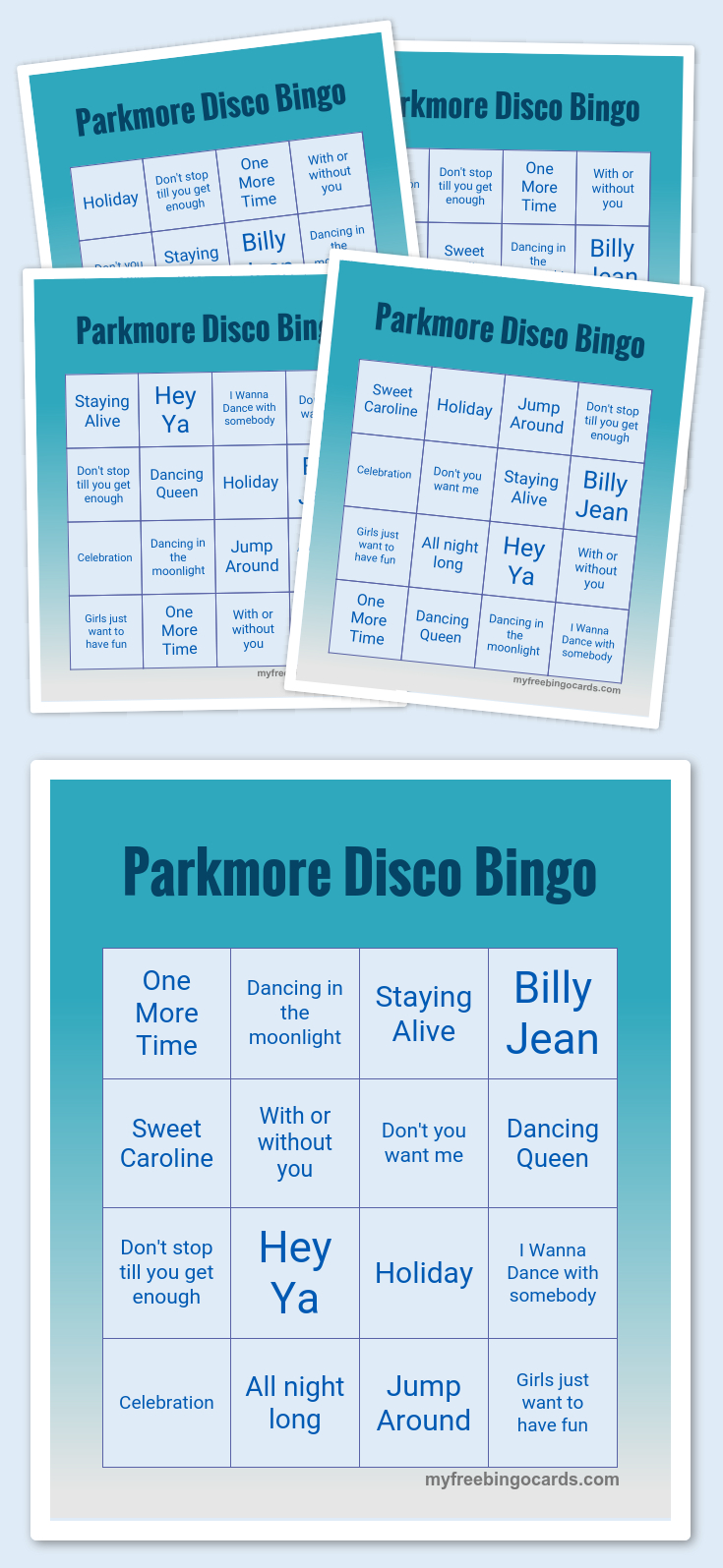 Parkmore Disco Bingo | Conference Call Bingo, Bingo Cards