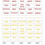 Plurals Bingo Cards   English Esl Worksheets For Distance