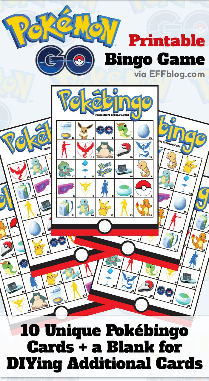 Pokémon Go: Pokébingo Free Printable Bingo Game | Pokemon