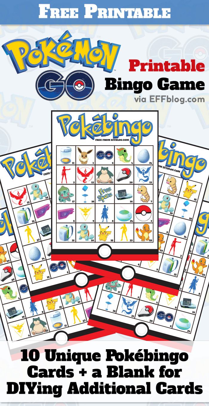 Pokémon Go: Pokébingo Free Printable Bingo Game