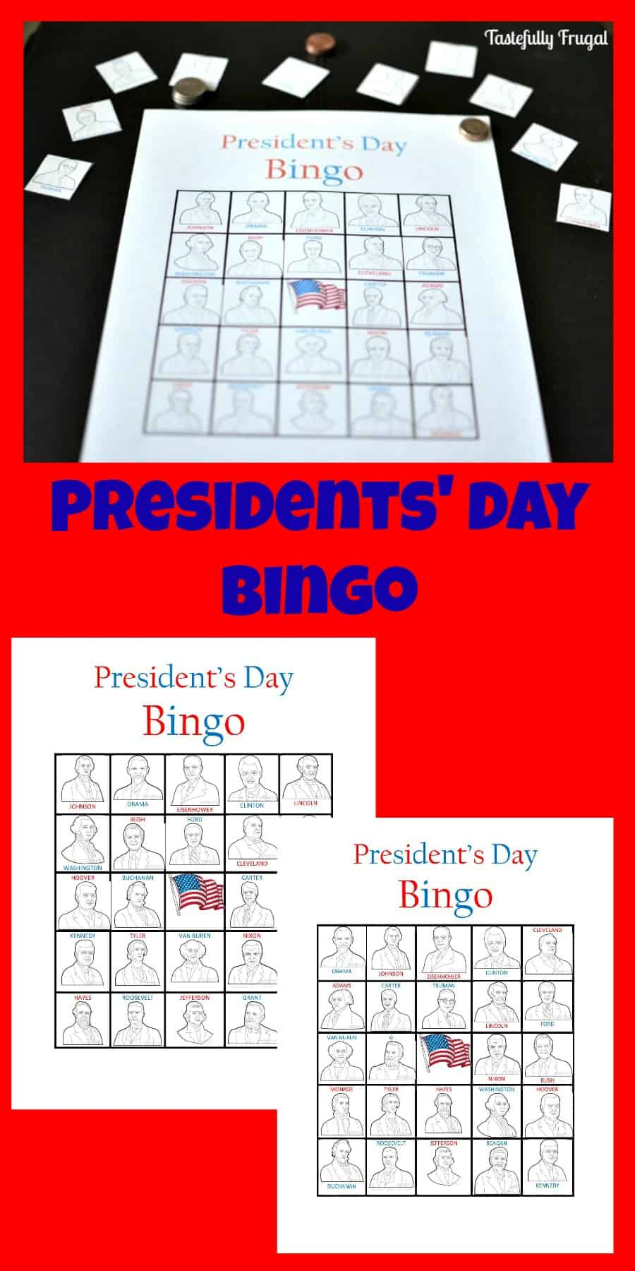 Presidents Day Bingo Tastefully Frugal Printable Bingo Cards