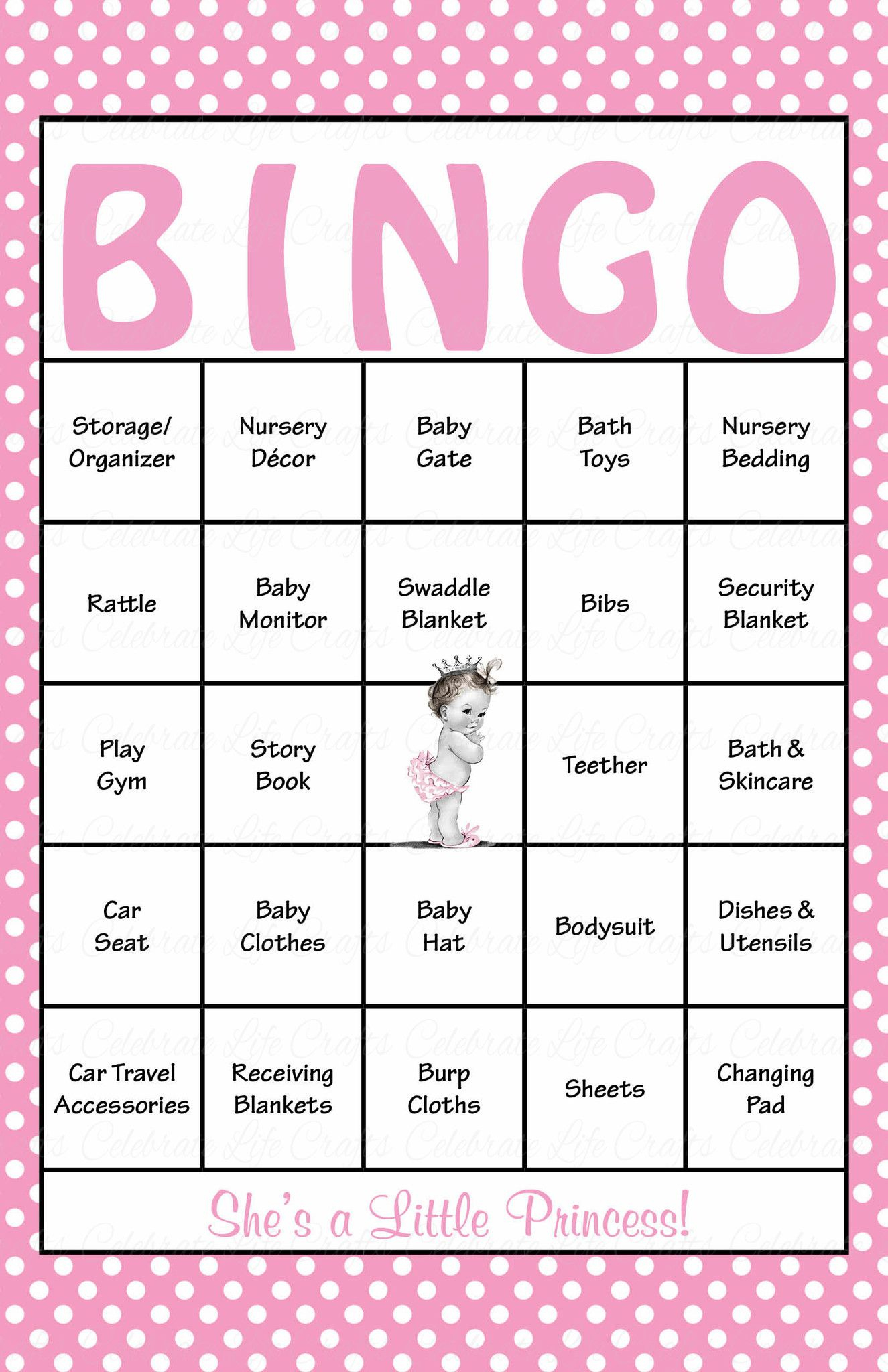 Princess Baby Bingo Cards - Printable Download - Prefilled