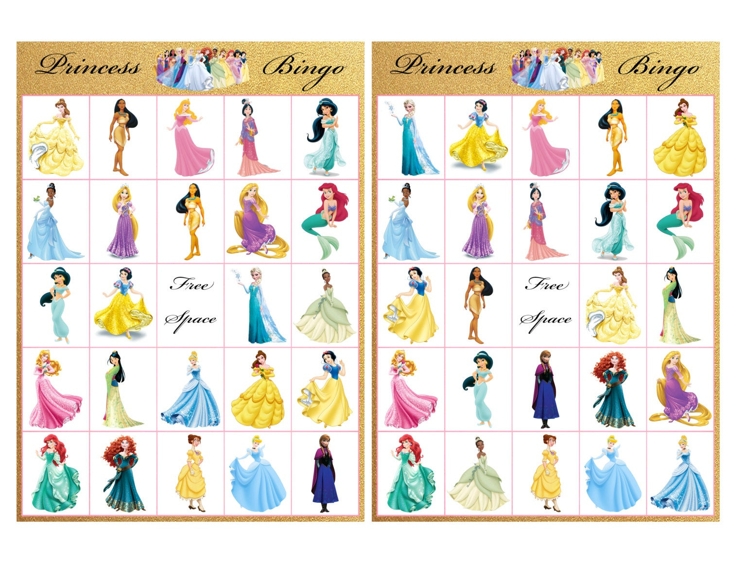 Disney Princess Bingo Cards Free Printable Printable Bingo Cards