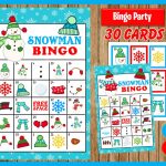 Printable 30 Snowman Bingo Cards; Printable Winter Bingo Game, Snowman  Printable Bingo Cards Instant Download