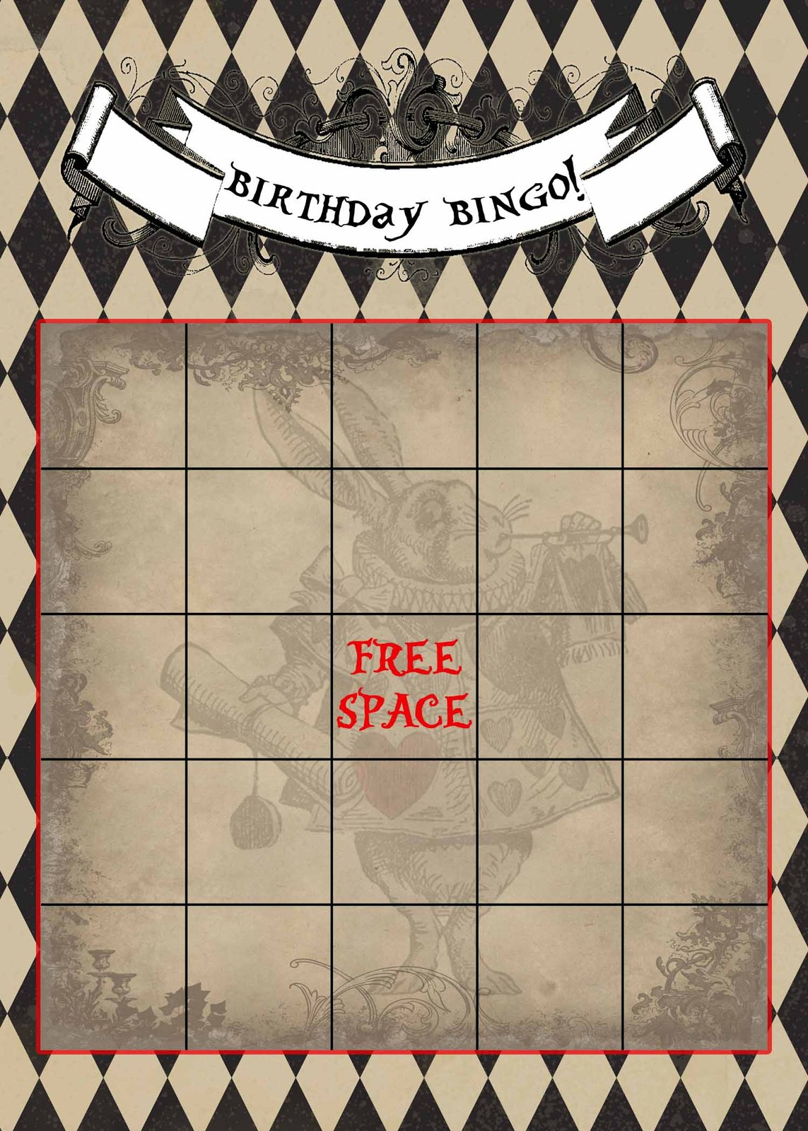 Printable Alice In Wonderland Vintage Bingo And 50 Similar Items