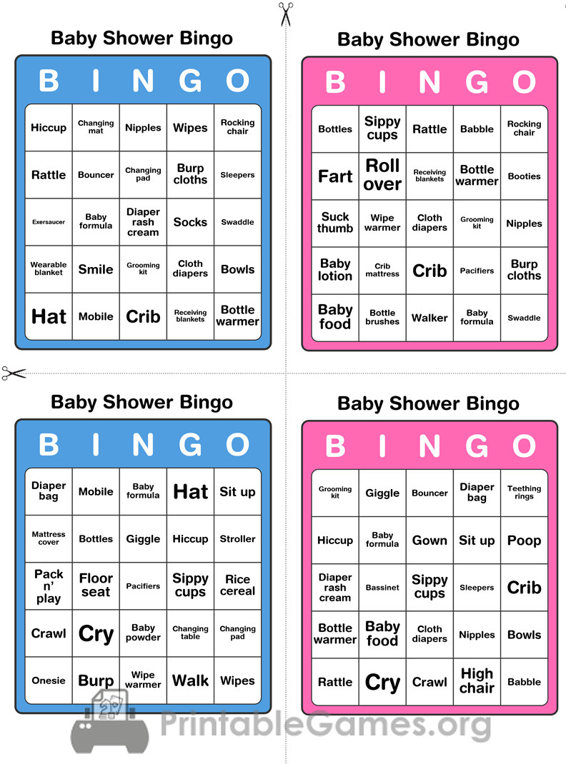 Printable Baby Shower Bingo - 50 Cards (Pink And Blue) - Printable Games