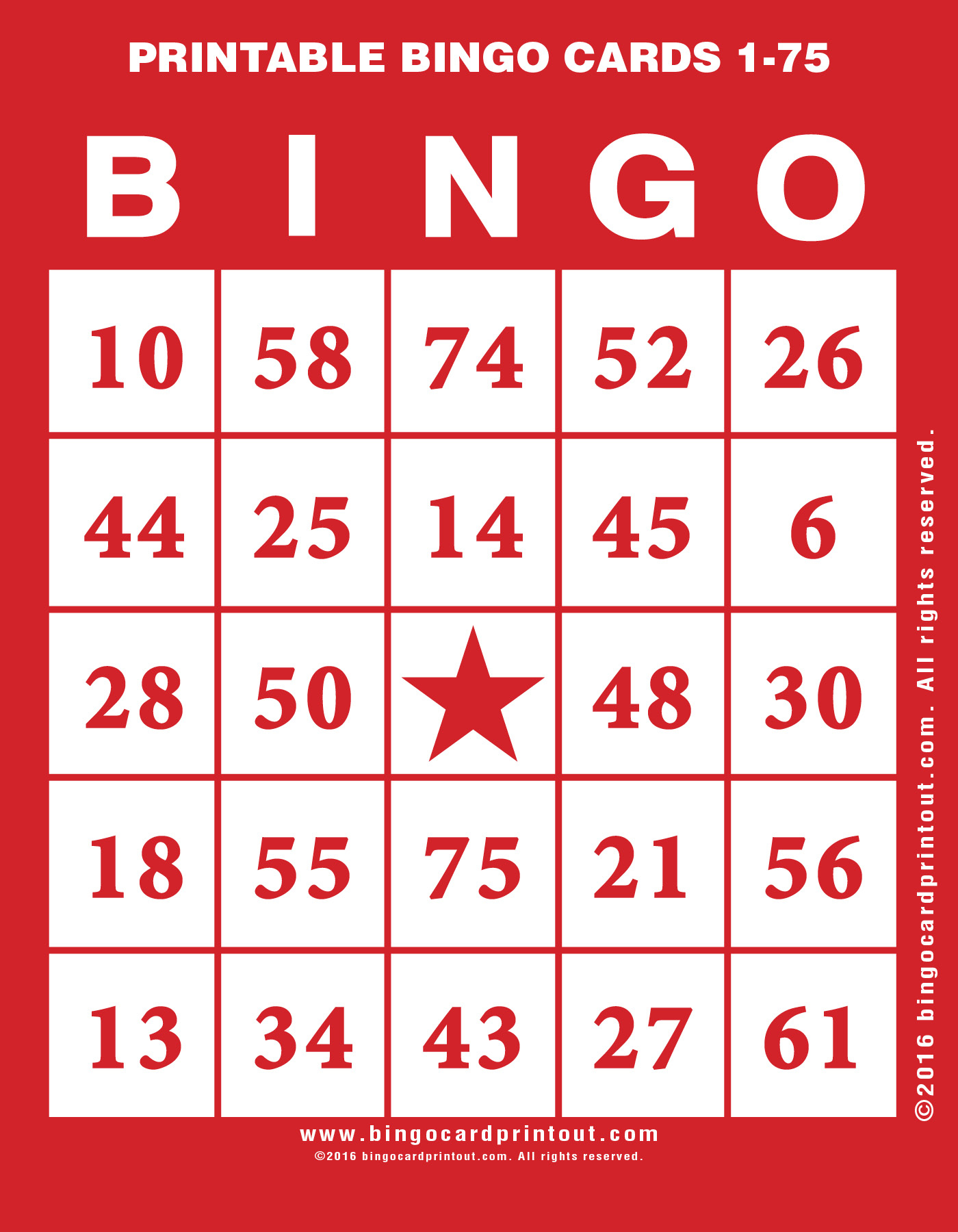 Printable Bingo Cards 1-75 - Bingocardprintout