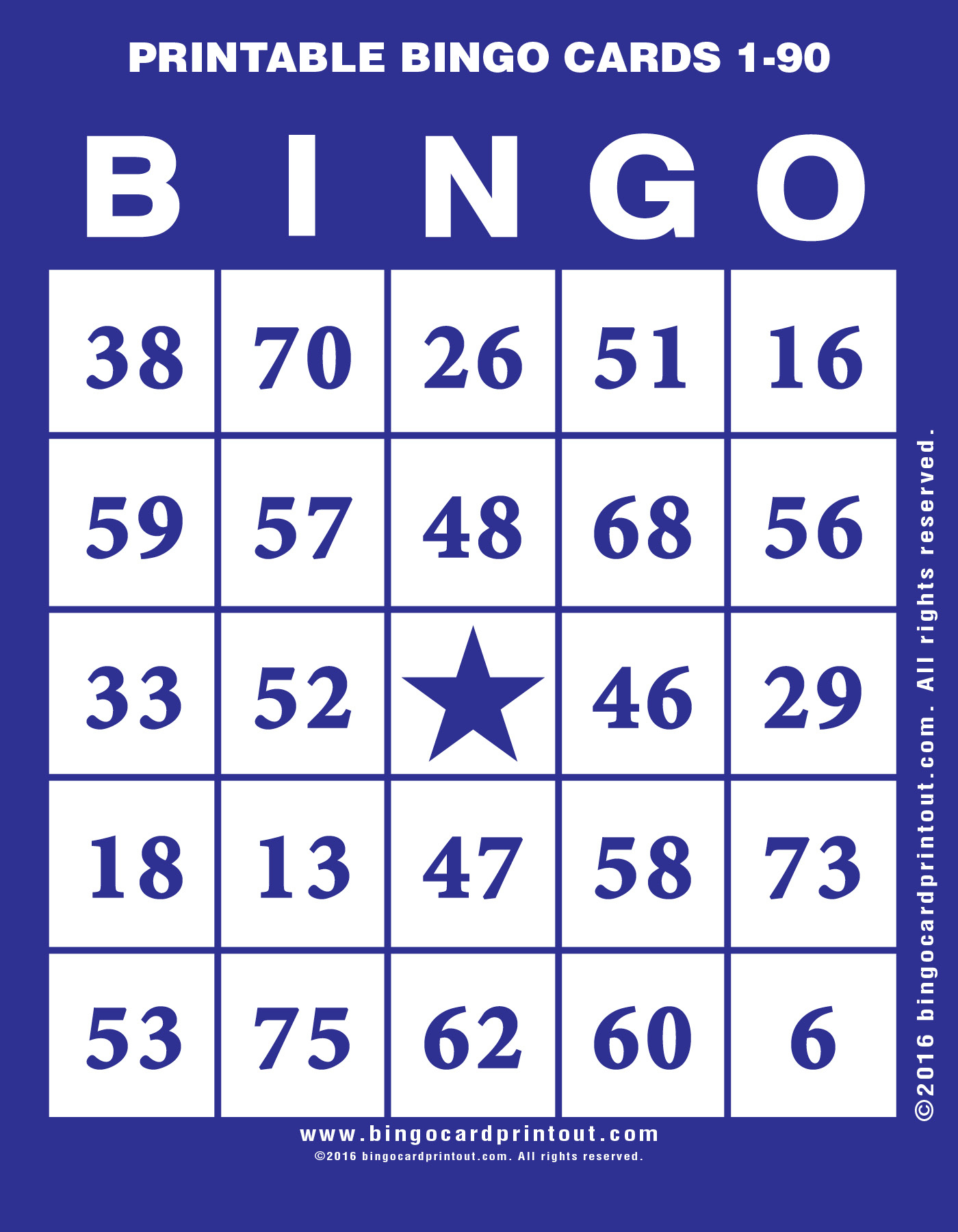 Printable Bingo Cards 1-90 - Bingocardprintout