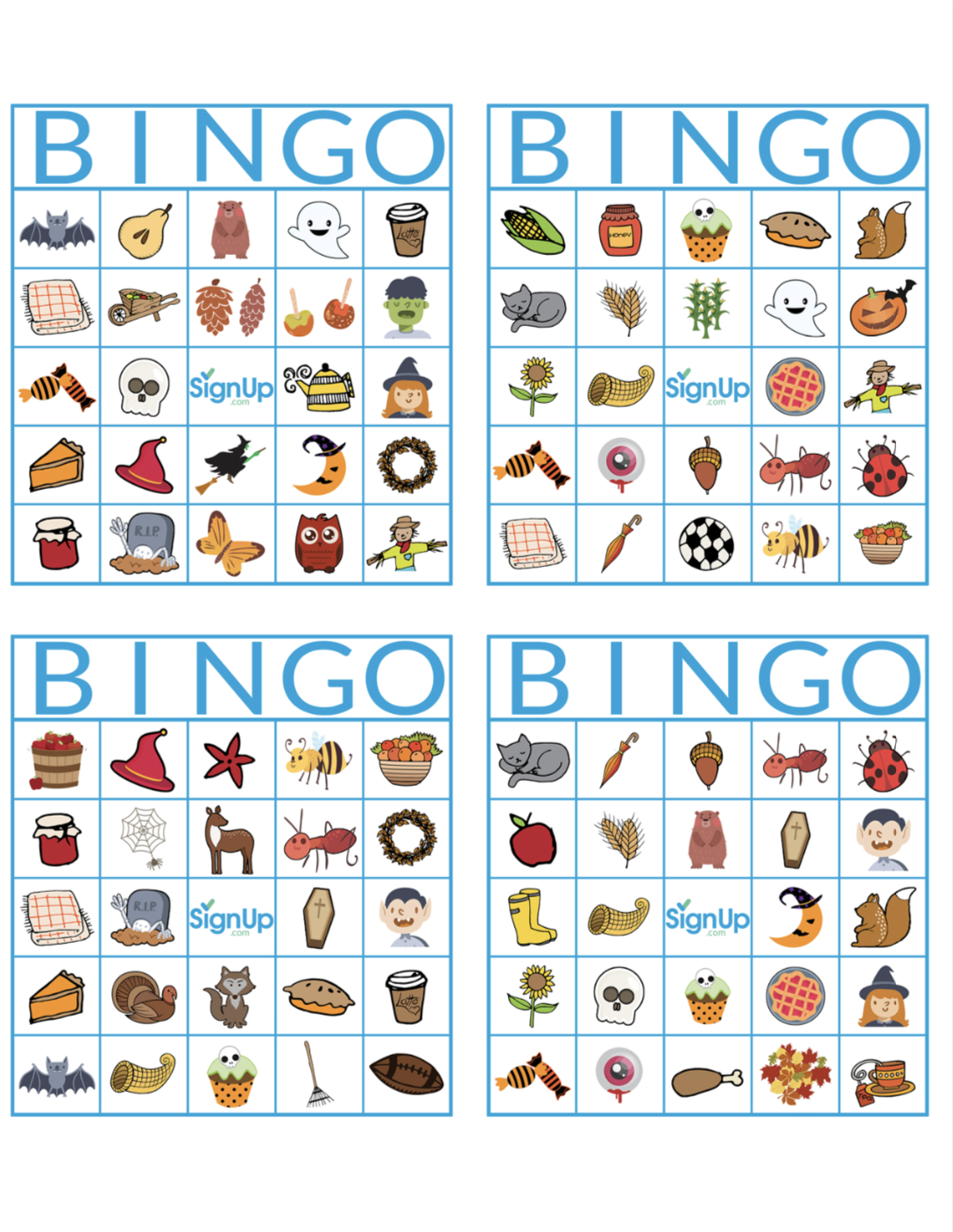 Printable Bingo Cards: Fun Fall Classroom Party Activity