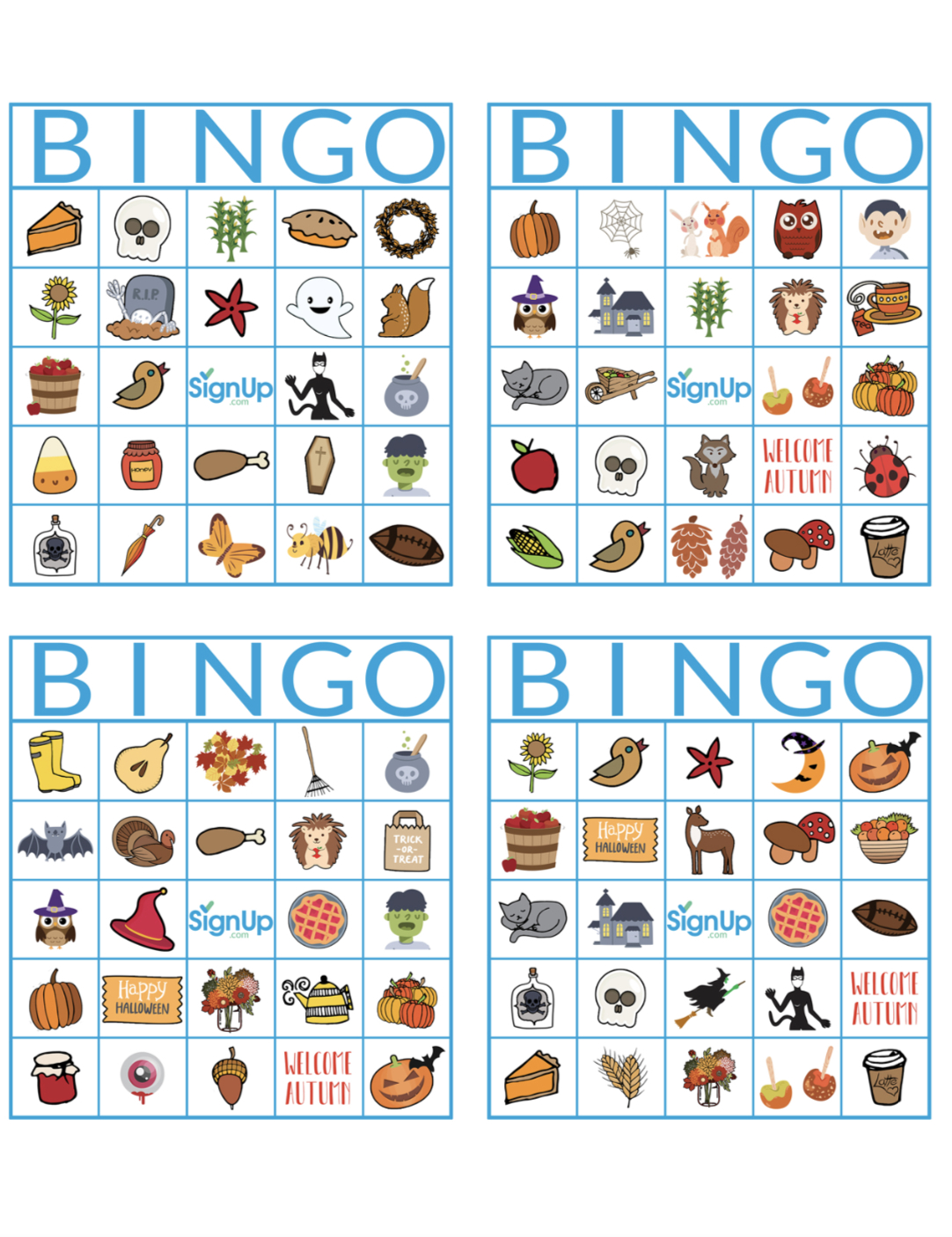 Printable Bingo Cards: Fun Fall Classroom Party Activity | Printable