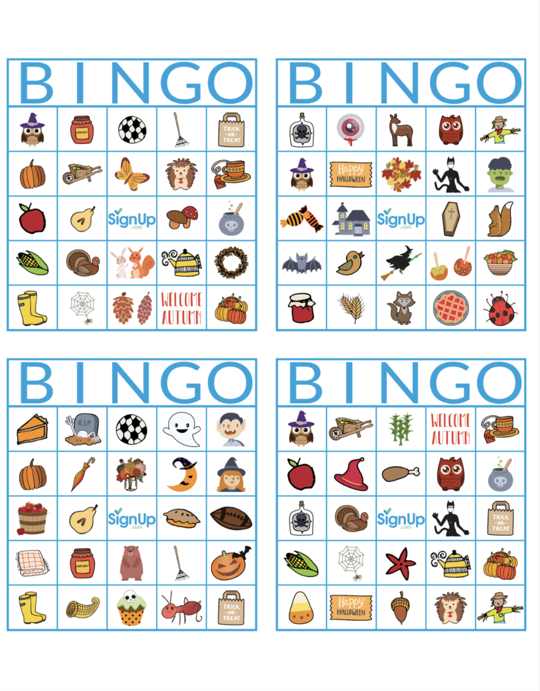 Printable Bingo Cards Fun Fall Classroom Party Activity Printable