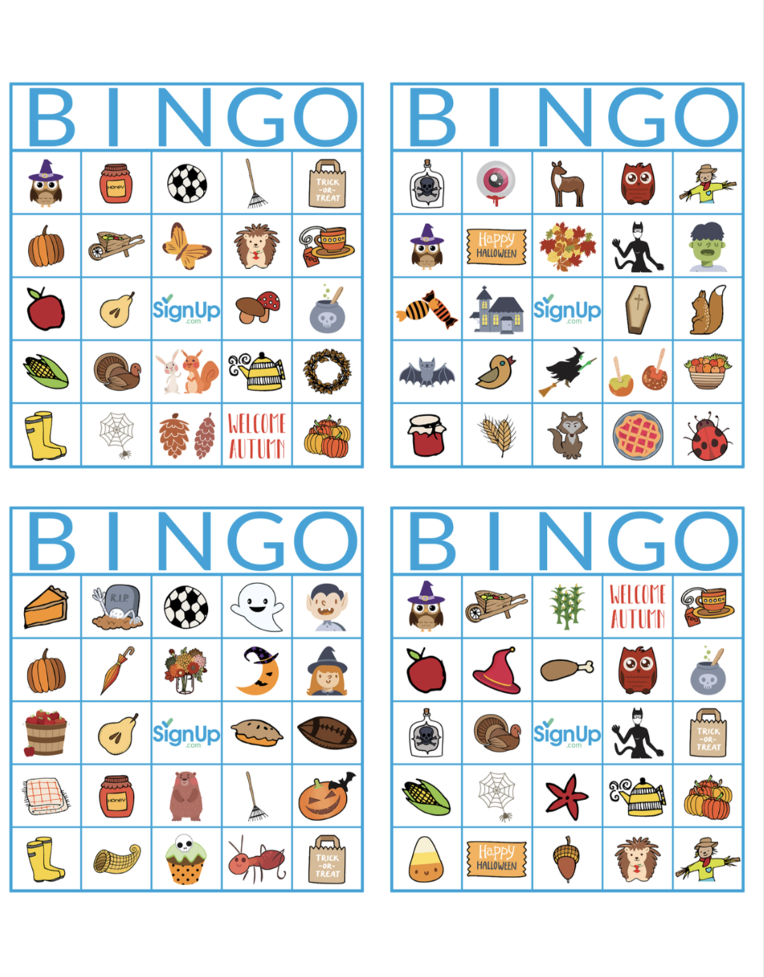 fall bingo printable free blank