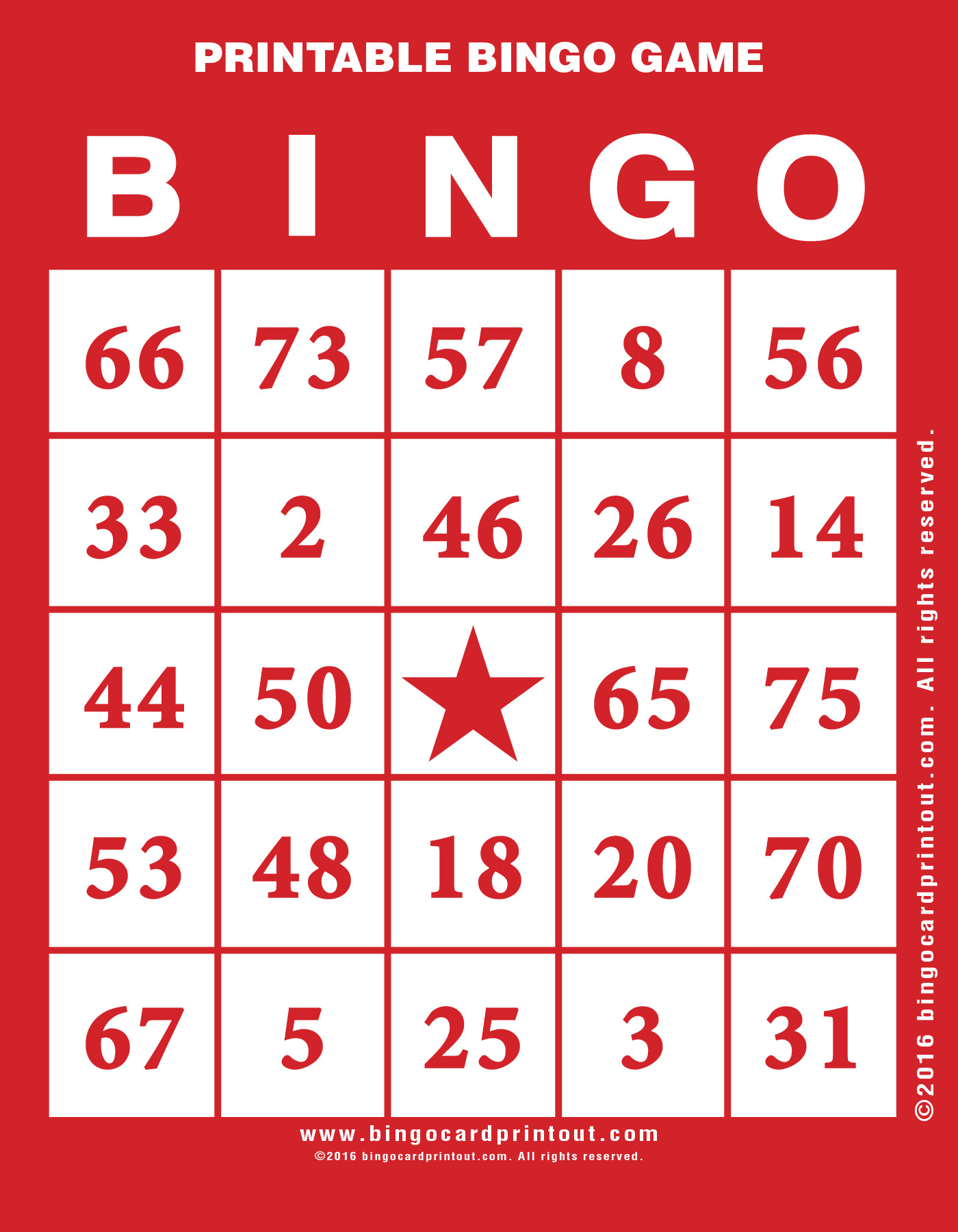 Printable Bingo Game - Bingocardprintout