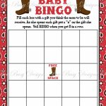 Printable Cowboy Boot Baby Bingo Game Instant Download