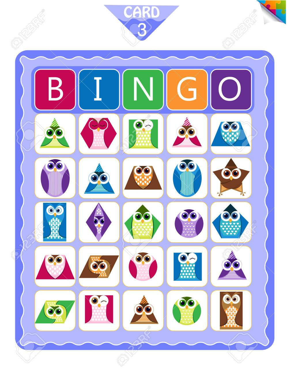 Printable Educational Bingo Game For Preschool Kids With Shapes..