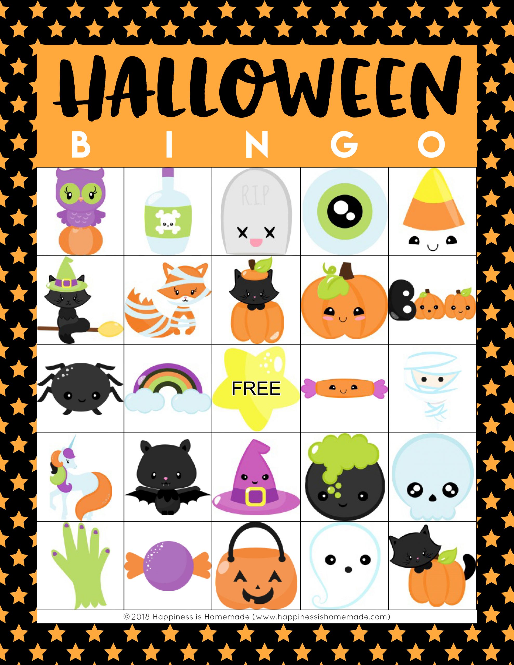 Printable Halloween Bingo Game Cards - Happiness Is Homemade
