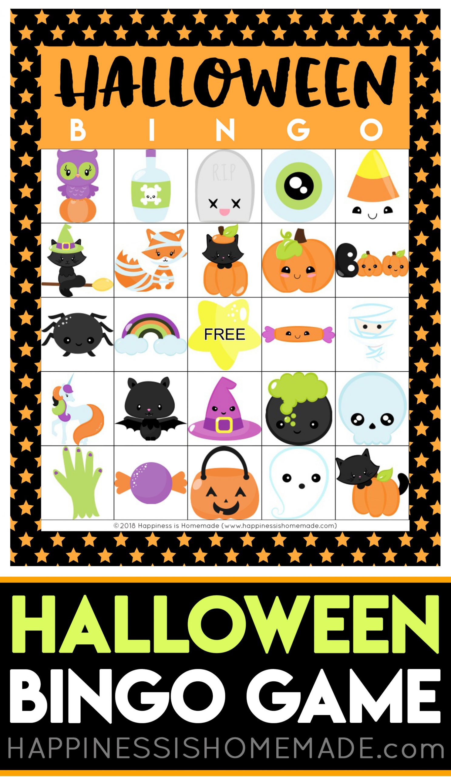 Printable Halloween Bingo Game Cards - Happiness Is Homemade