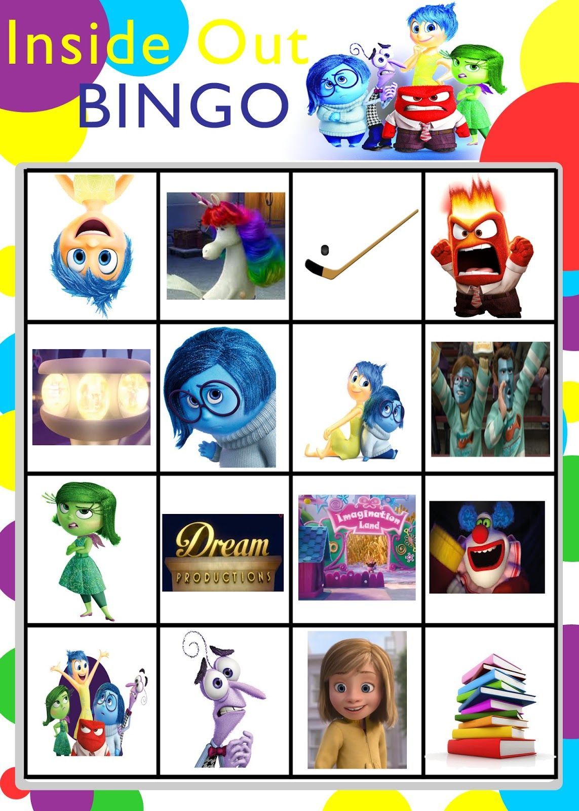 Printable Inside Out Bingo Game | Bingo For Kids, Kindness