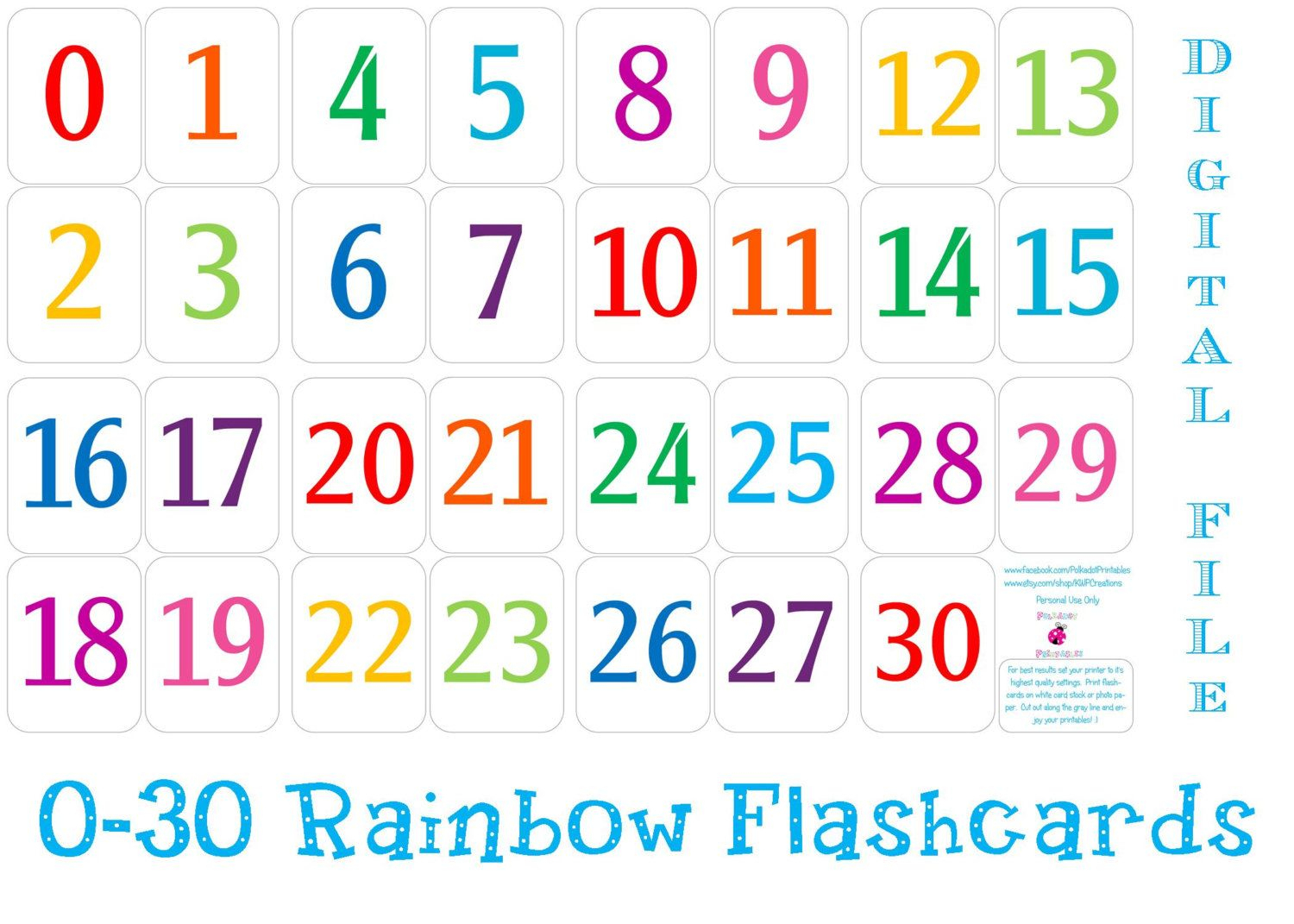 Printable Number Cards 1 30 | Printable Numbers, Free