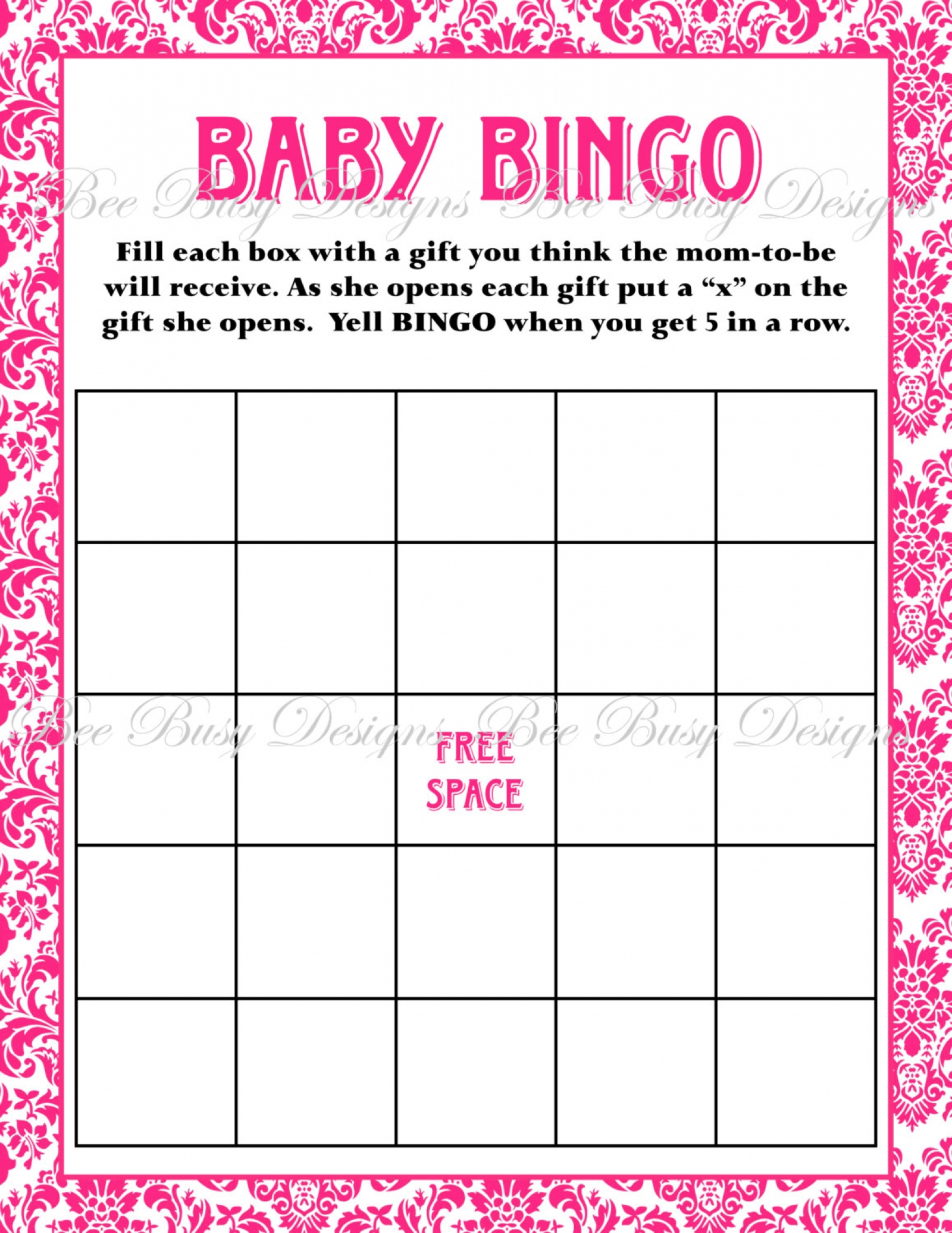 Printable Personalized Baby Shower Bingo Cards • Baby