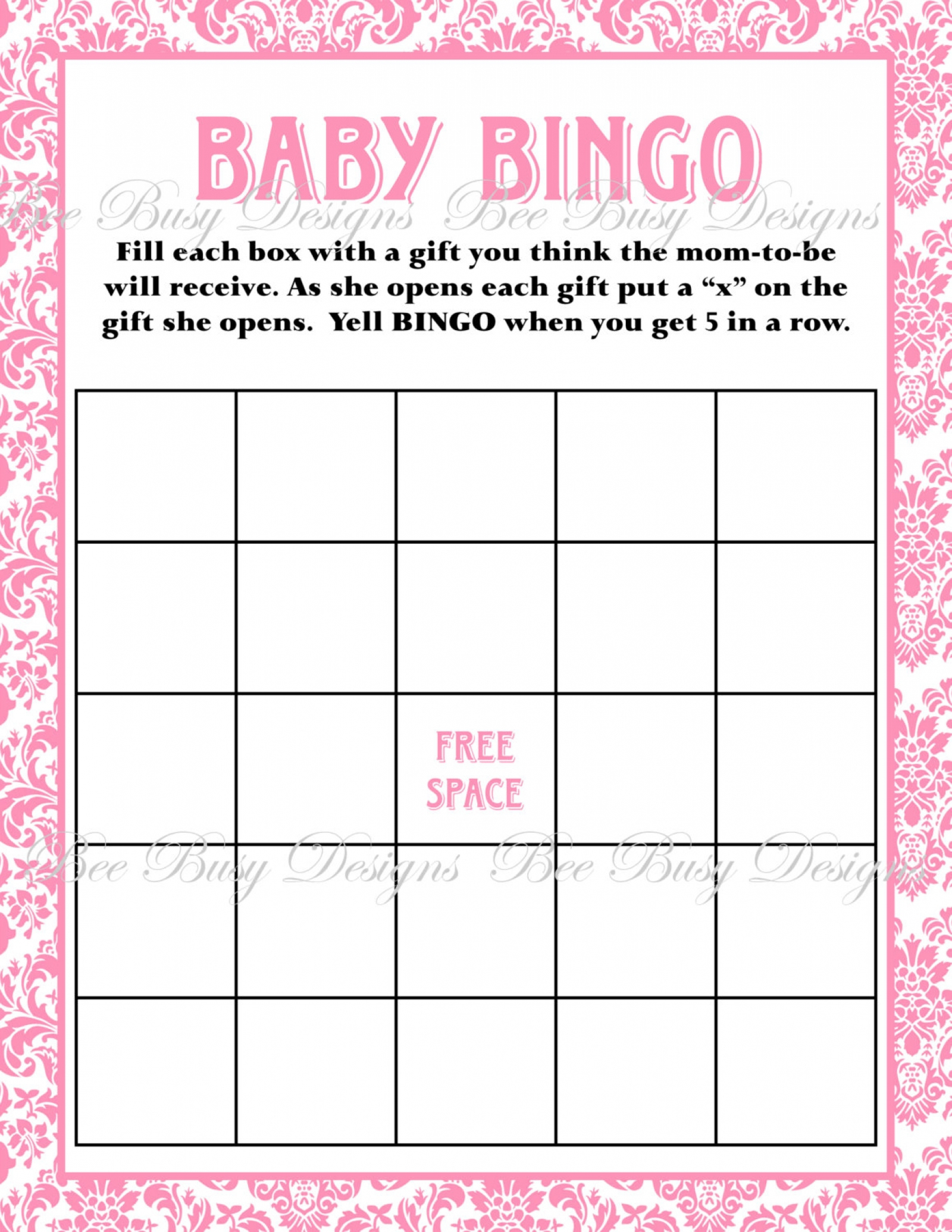 Printable Personalized Baby Shower Bingo Cards • Baby