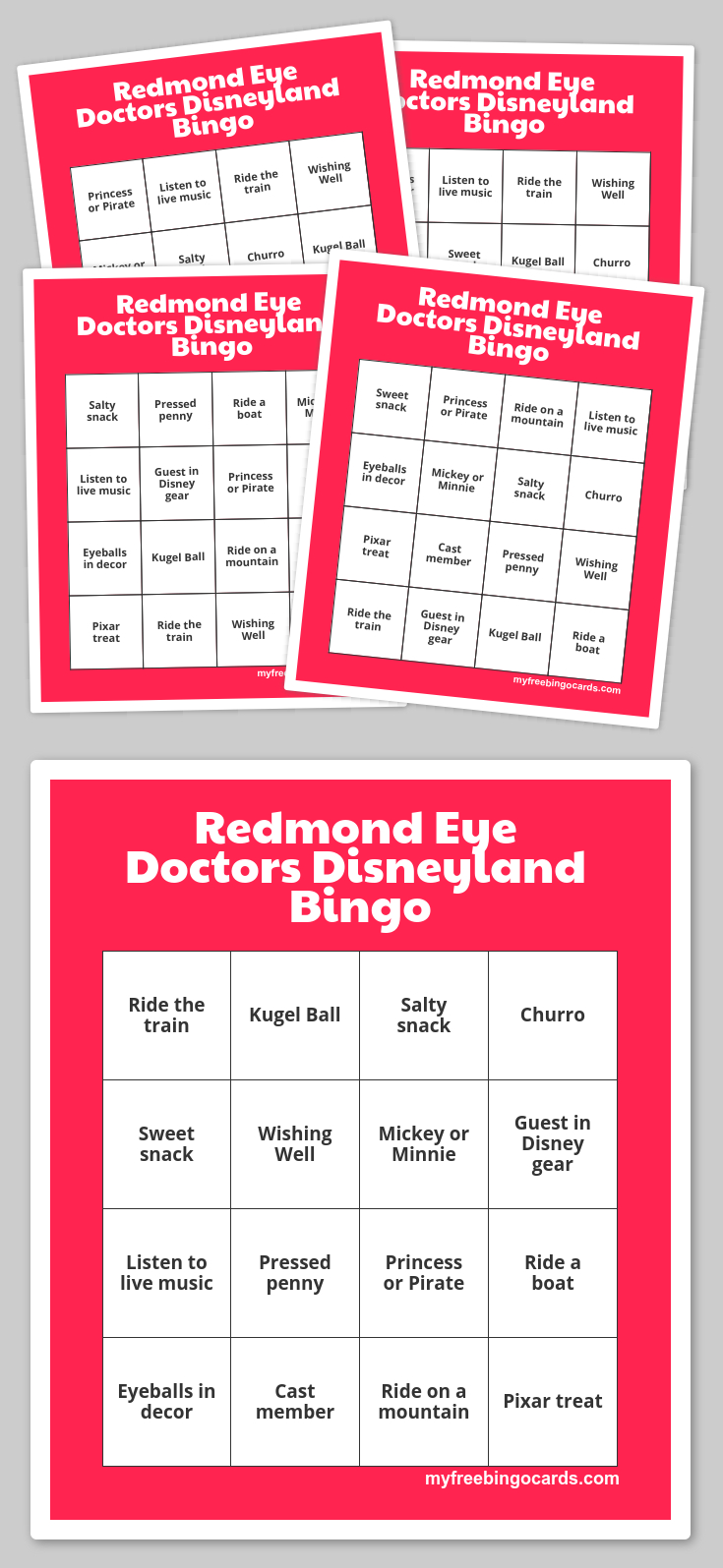 Redmond Eye Doctors Disneyland Bingo | Free Printable Bingo