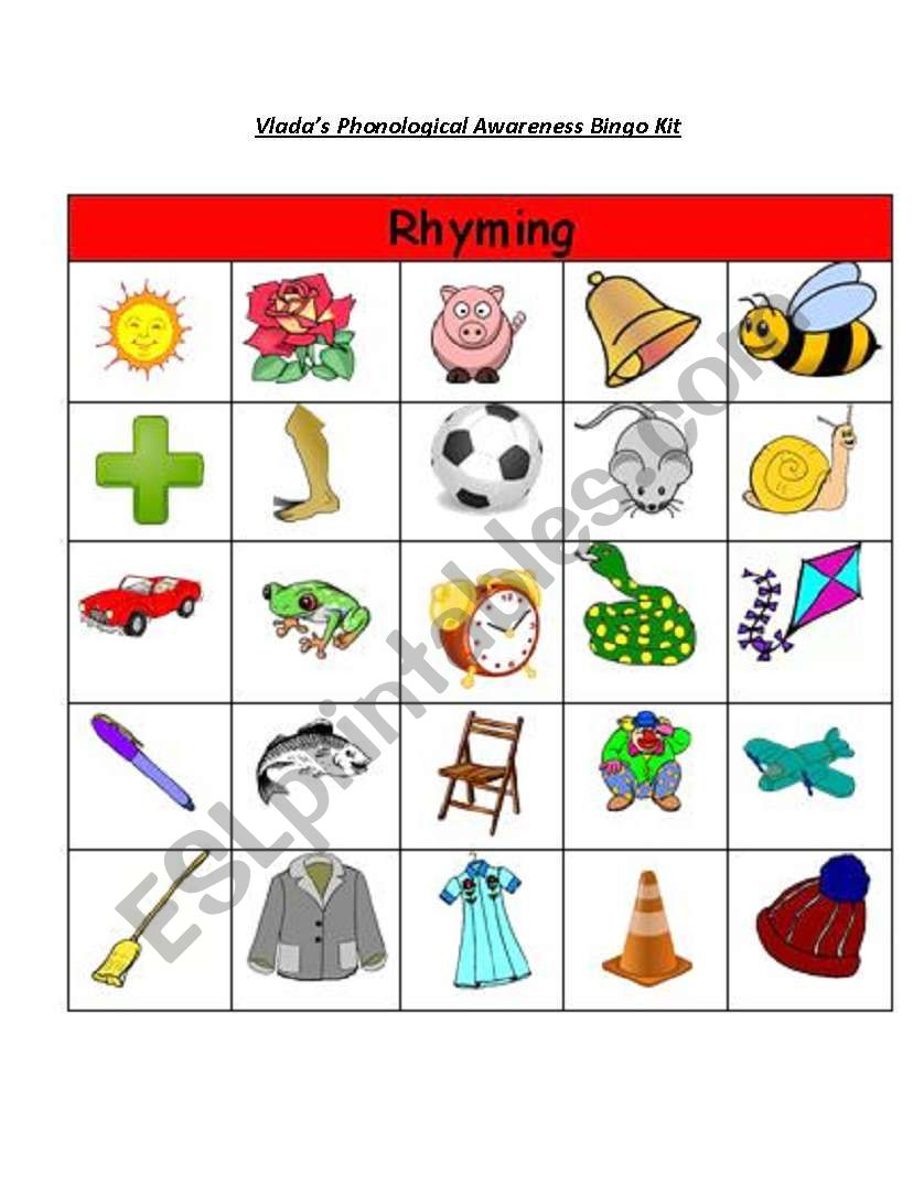 Rhyming Words Bingo - Esl Worksheetjaanik