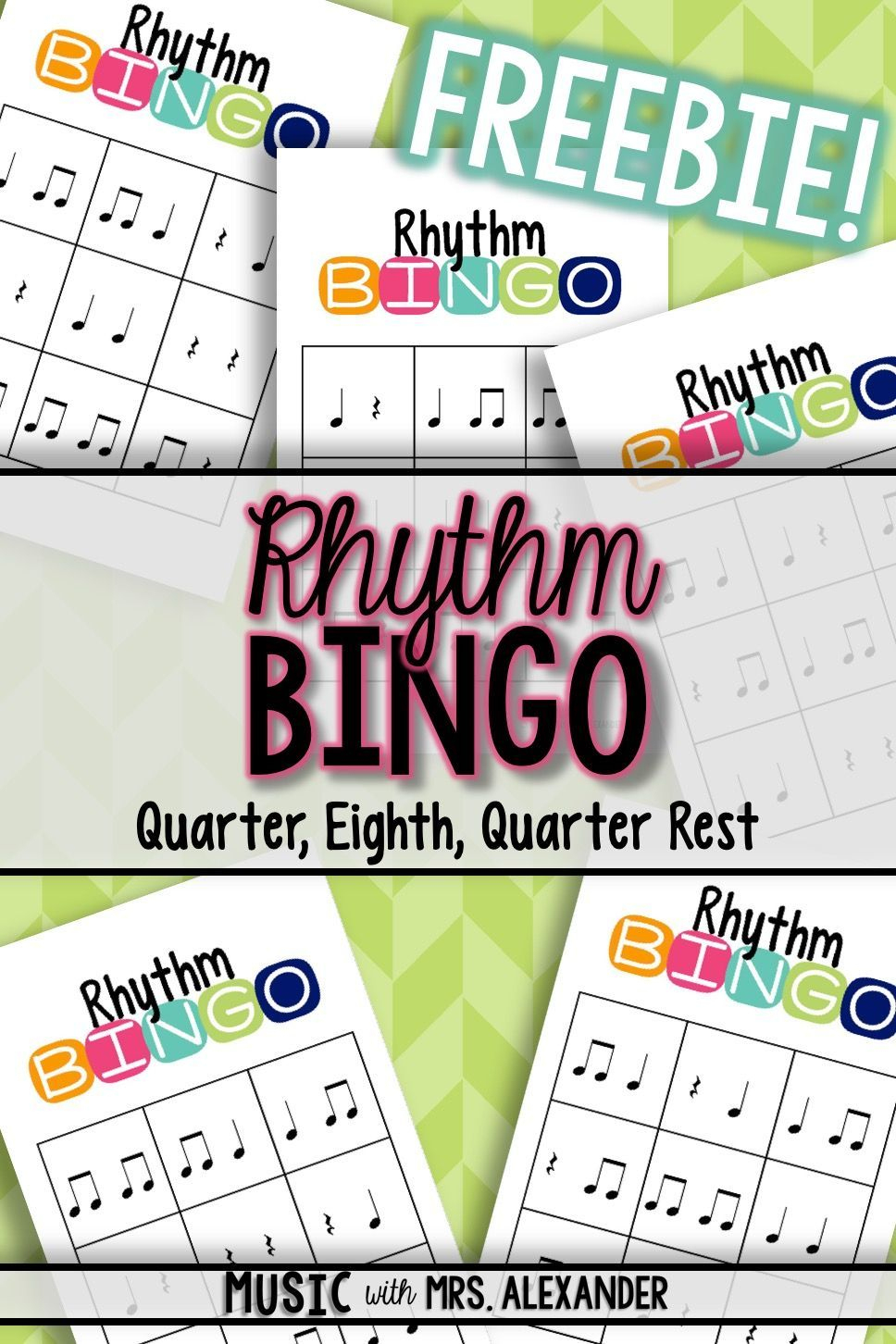Rhythm Bingo Freebie: Quarter, Eighth, Quarter Rest