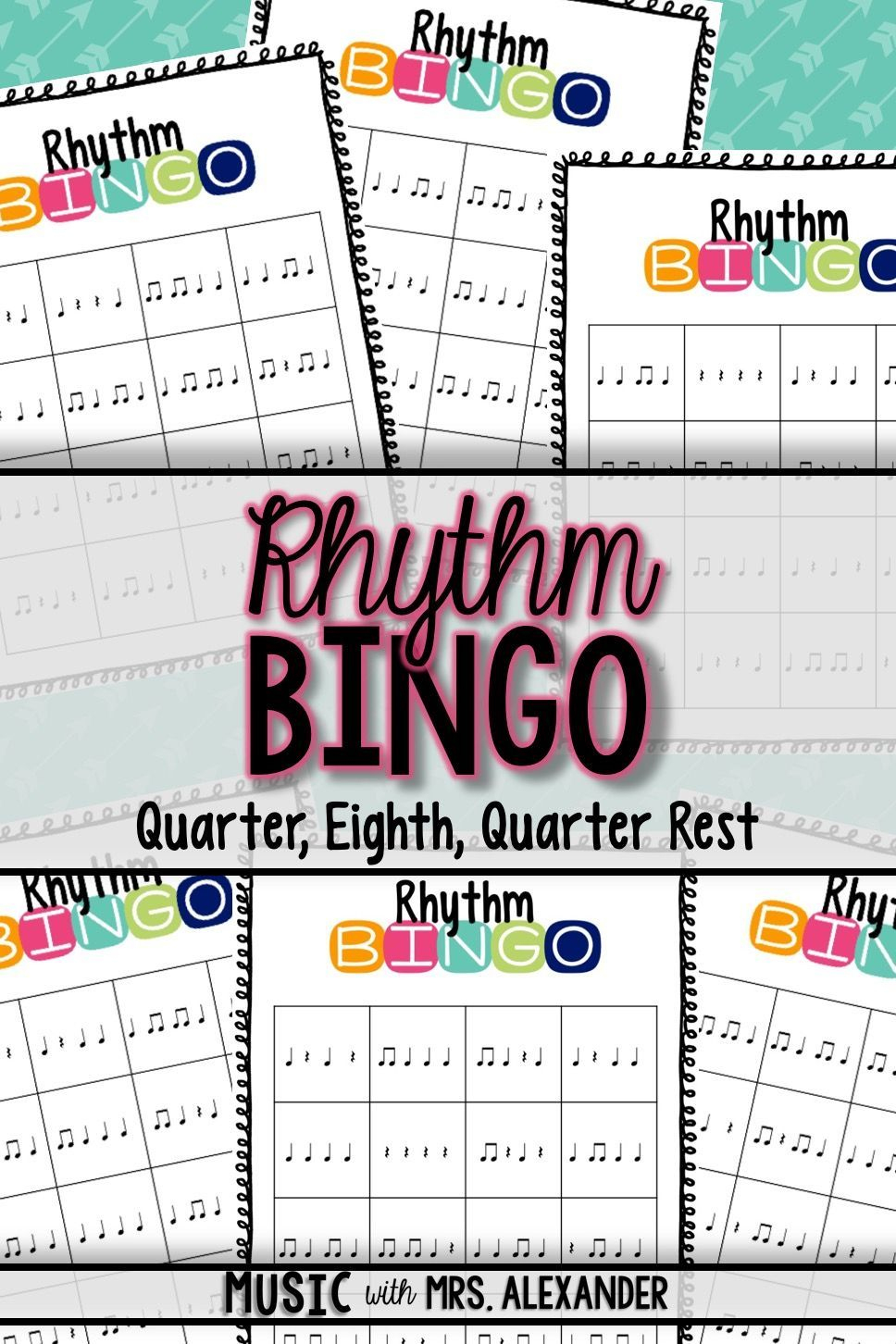 Rhythm Bingo: Quarter, Eighth, Quarter Rest | Bingo