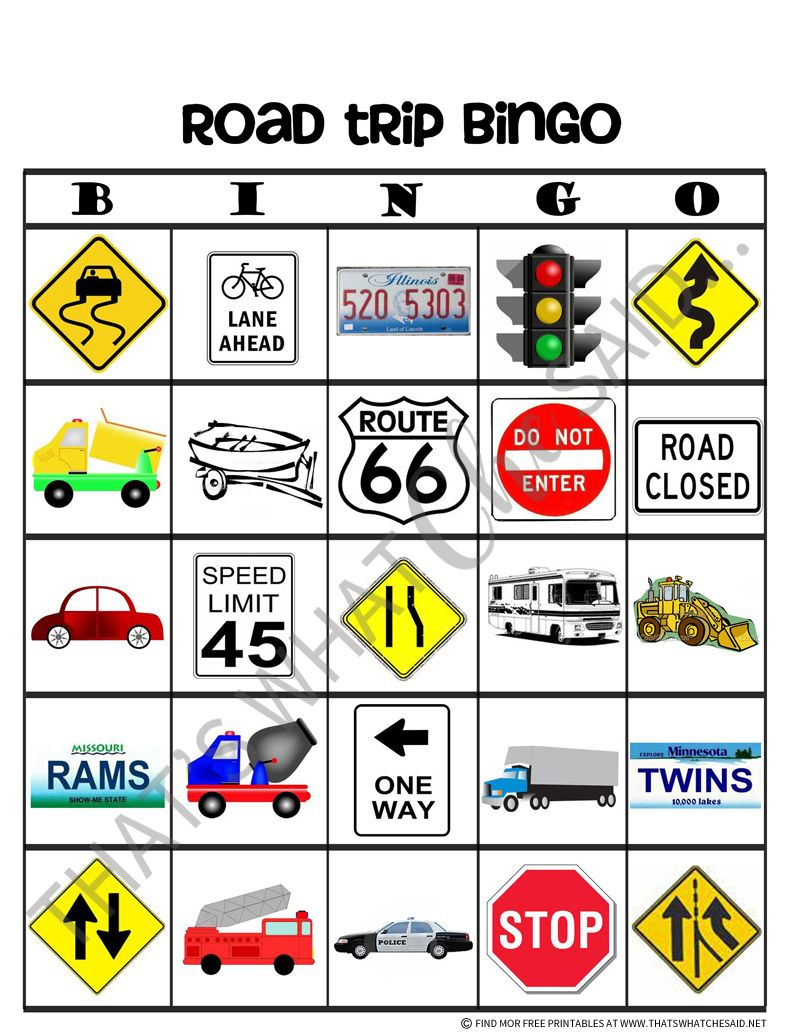 Road Trip Bingo Printable Game Free Download Of 6 Travel Printable