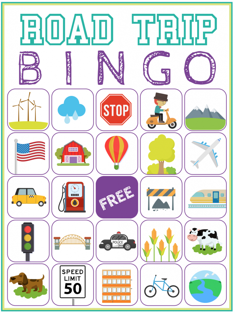 Road Trip Bingo Printable Game - Free Download Of 6 Travel