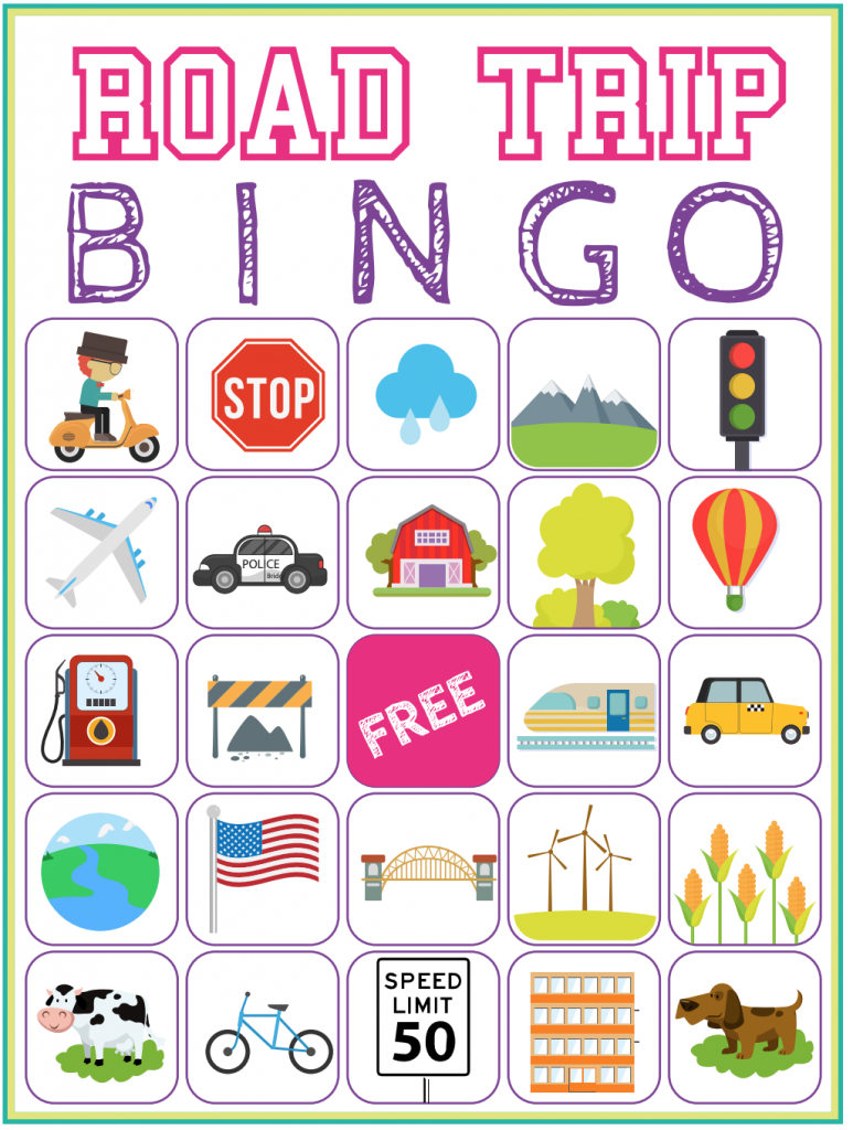 Road Trip Bingo Printable Game - Free Download Of 6 Travel