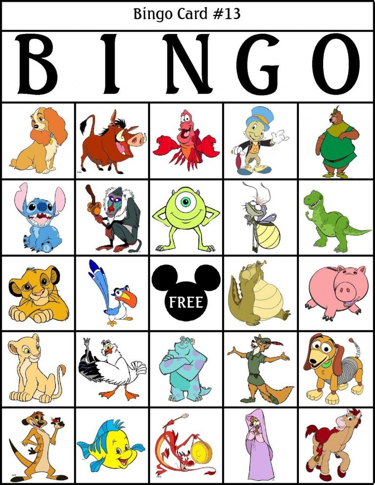 Robbygurls Creations Printable Disney Bingo Disney Printable Bingo 