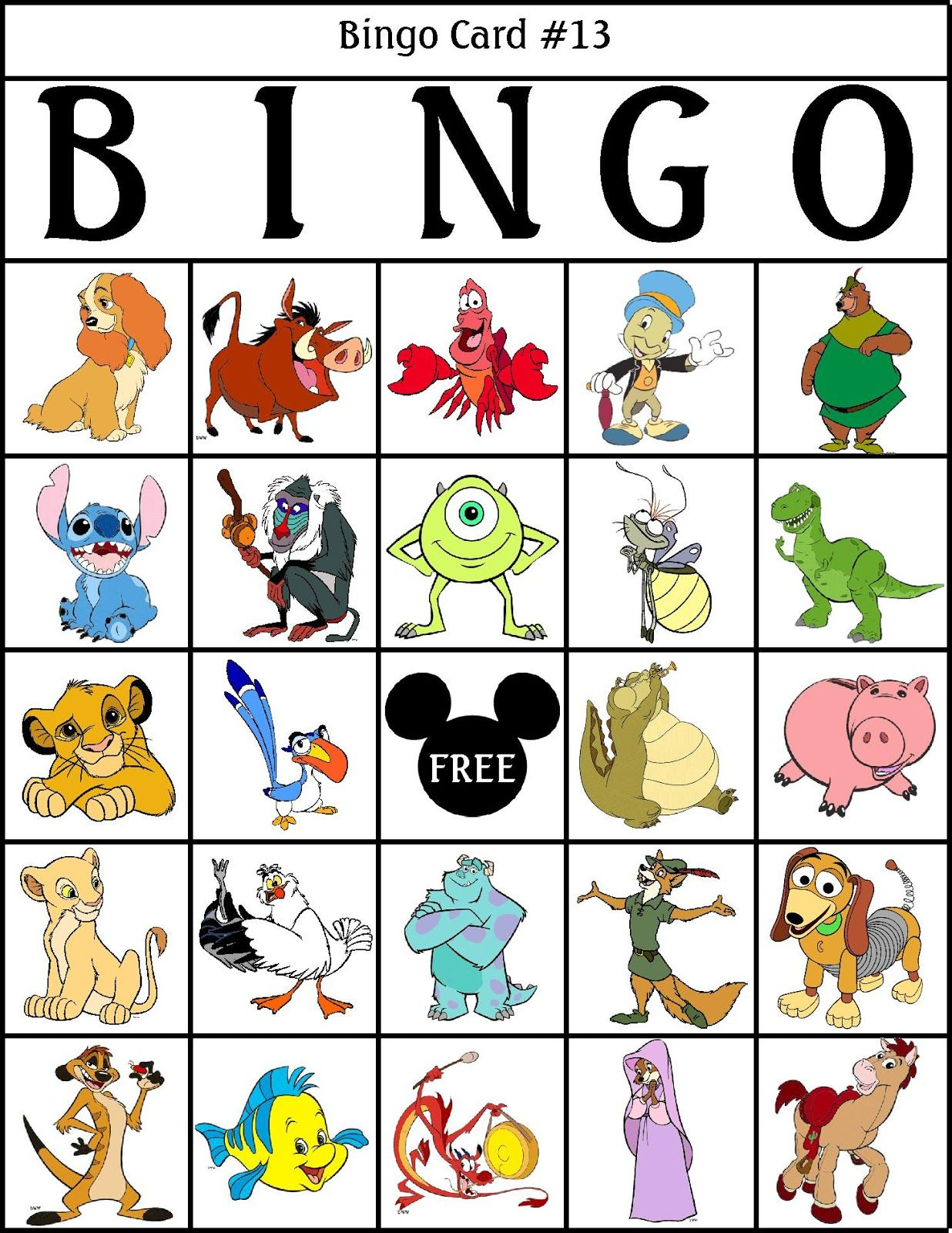 Robbygurls Creations Printable Disney Bingo | Disney